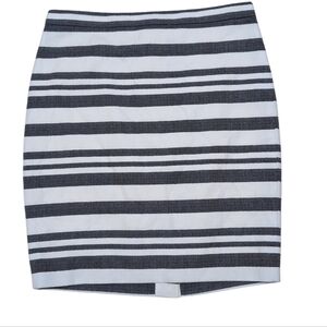 J. Crew Factory Striped Pencil Skirt Cream Blue Size 6 Petite New